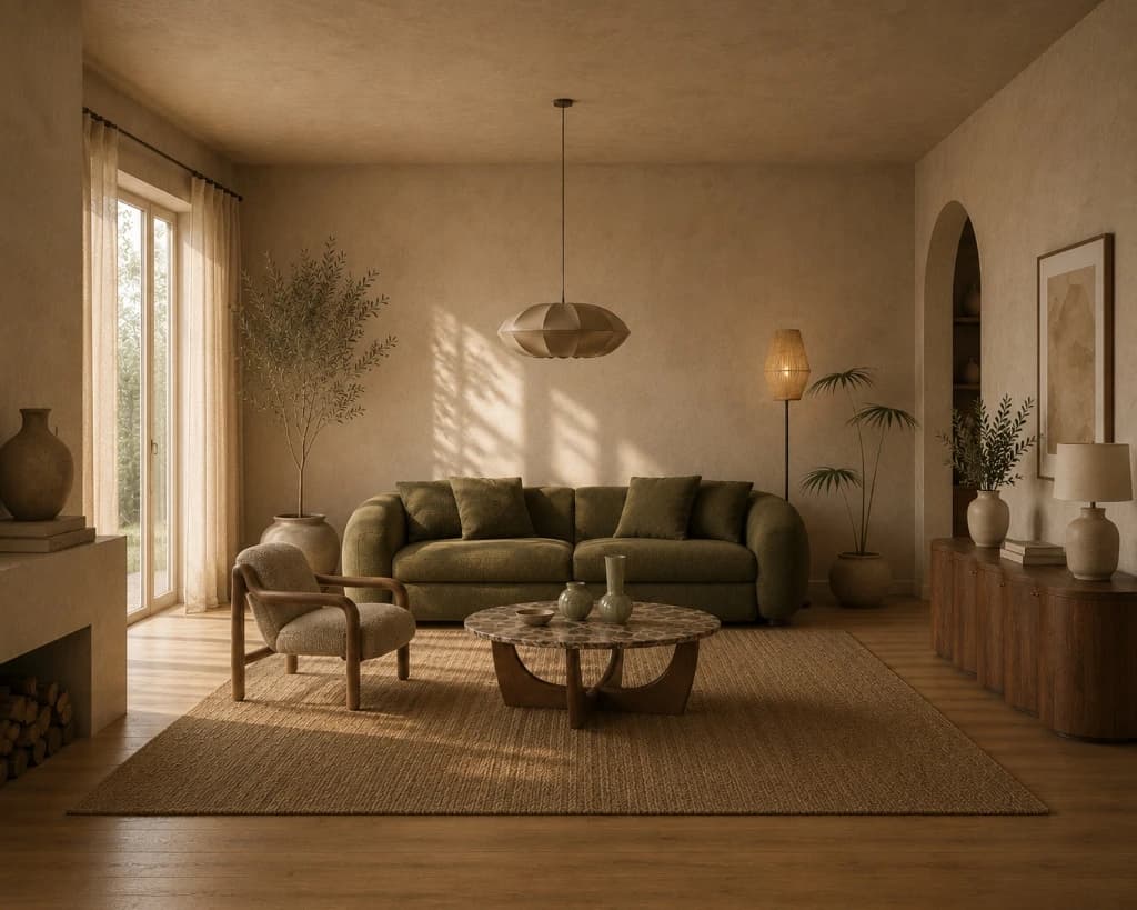 Olive Green & Walnut Living Room Ideas