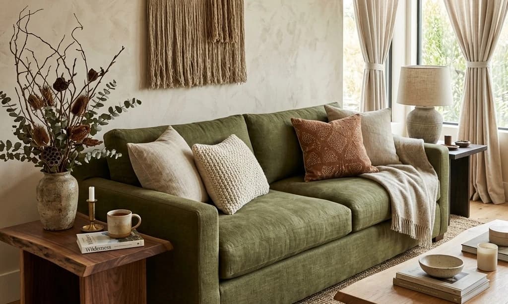 Olive Green Sofa Living Room