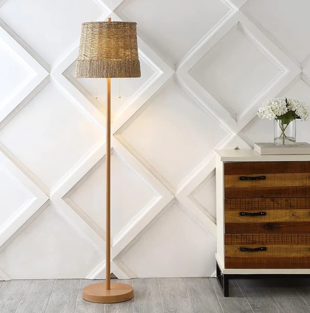 Jonathan Y Rattan Drum Floor Lamp