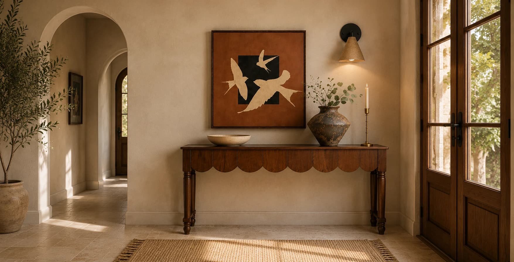 Organic Modern Hallway Sideboard Styling