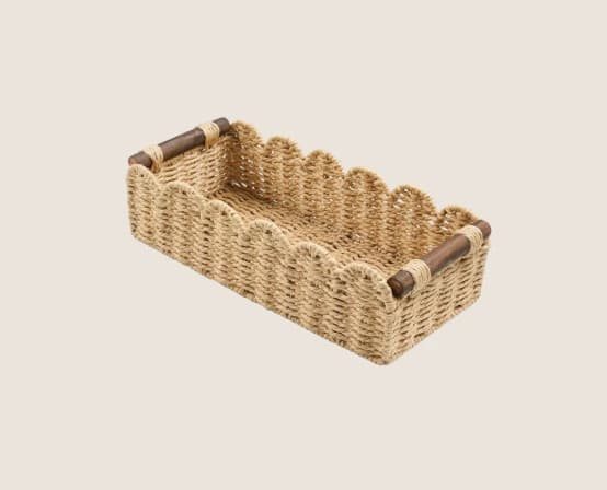 Scalloped Wicker Storage Basket