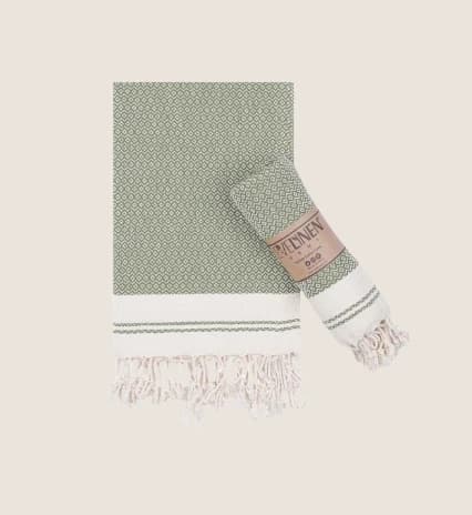 Evelynen Olive Green Turkish Hand Towels