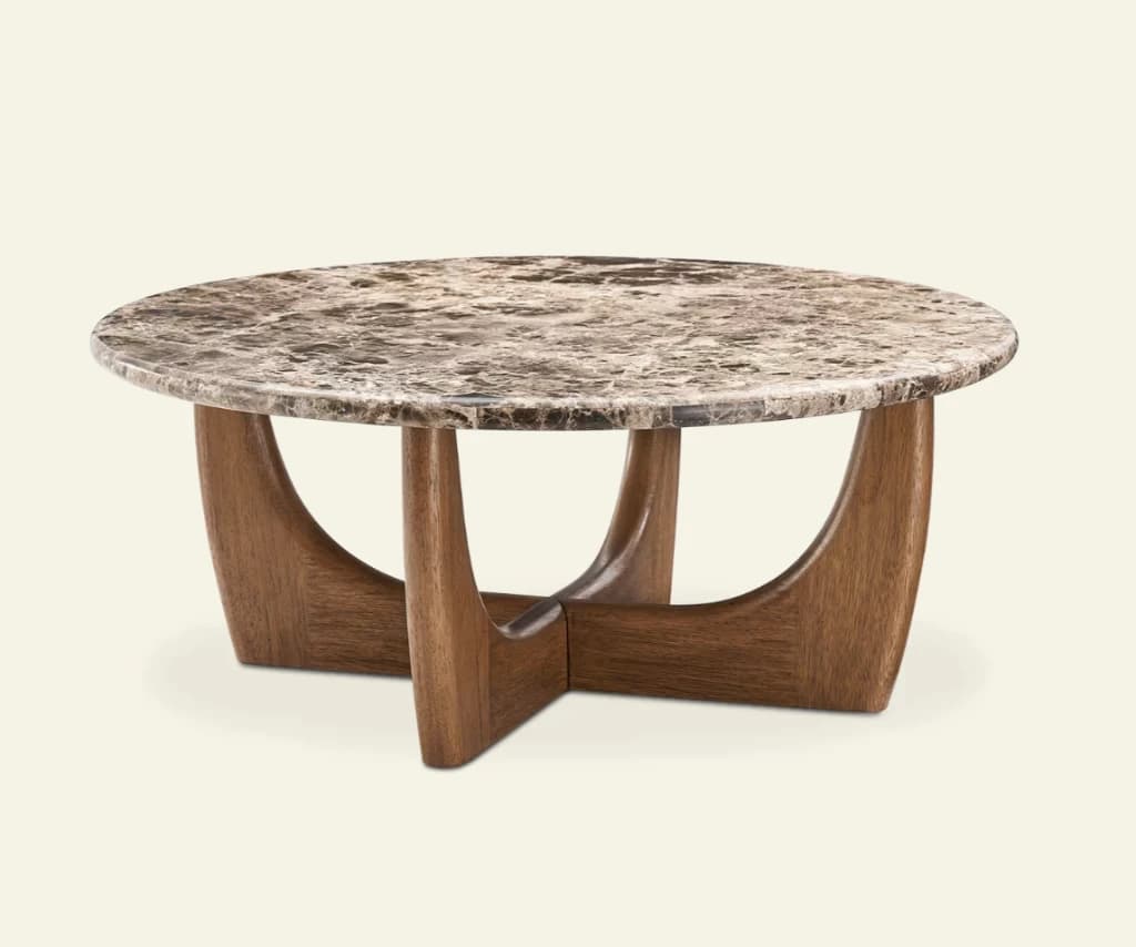 Castlery Sculptural Walnut & Marble Coffee Table
