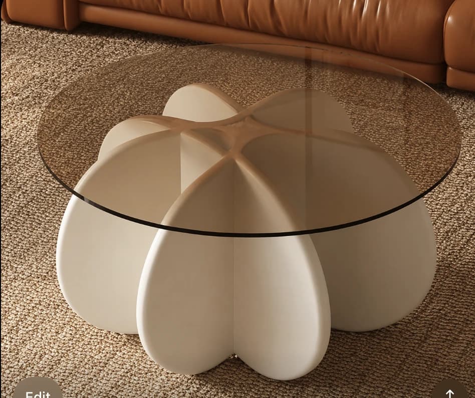 Mid-Century Tempered Glass Triangle Coffee Table