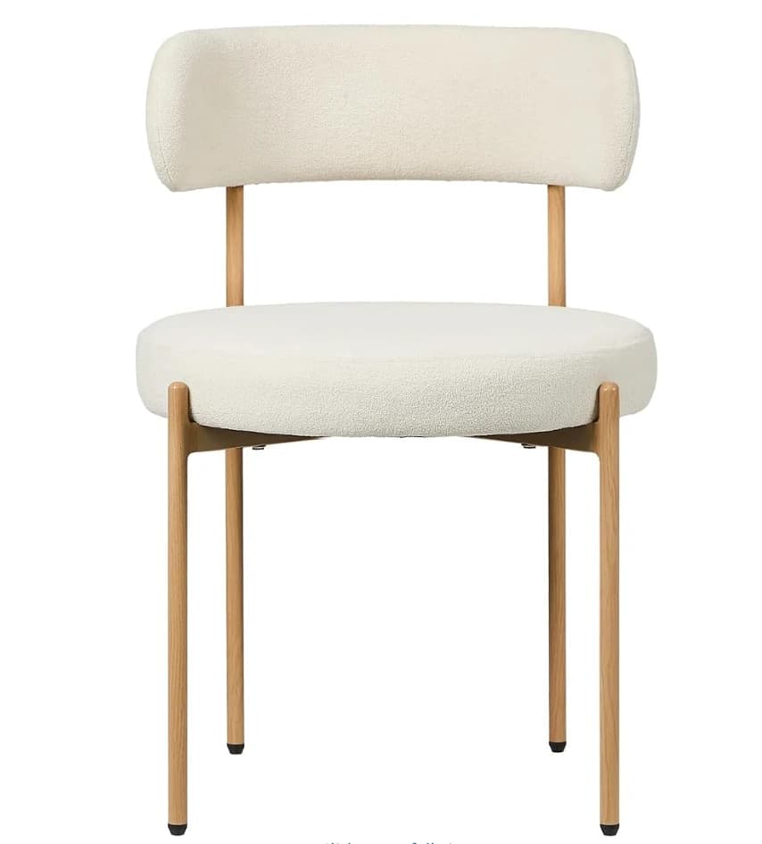 Oikiture Cream Bouclé Upholstered Dining Chair