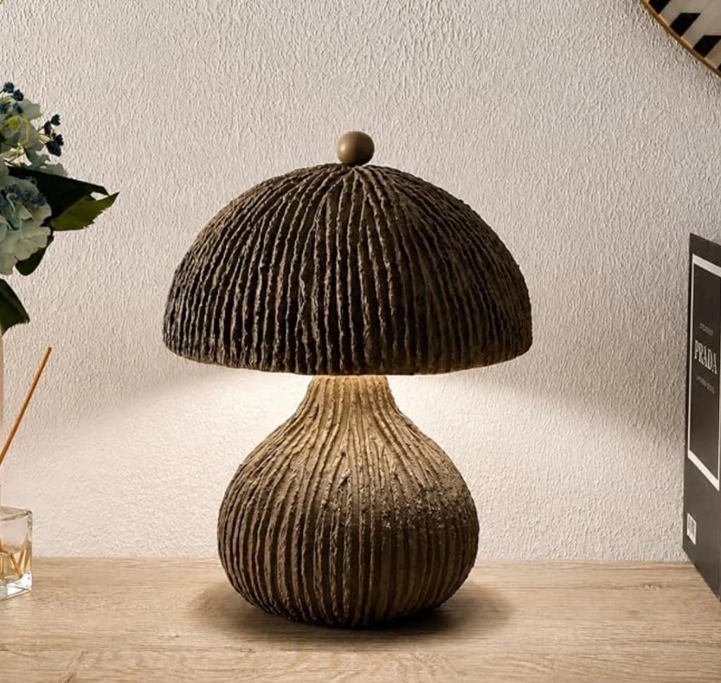Handicrafts Home Handcrafted Ribbed Ceramic Mushroom Table Lamp