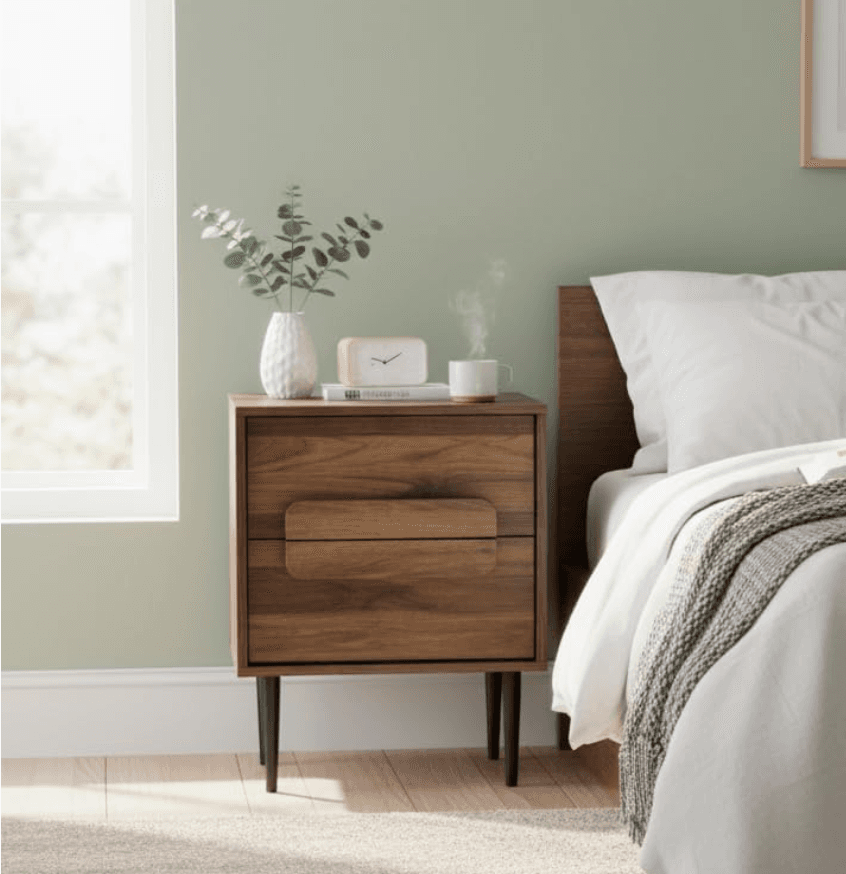 Artiss Walnut Bedside Table