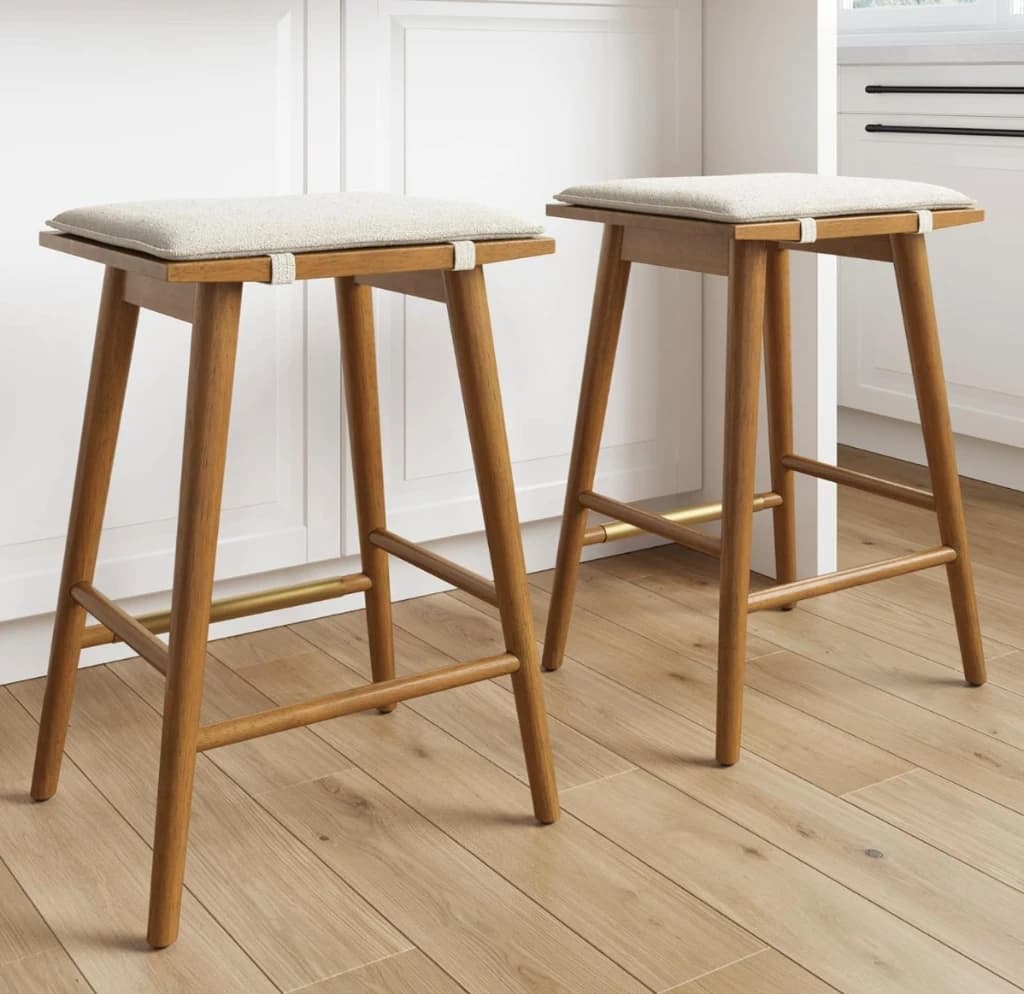 Nathan James Amalia Backless Bouclé Counter Stools