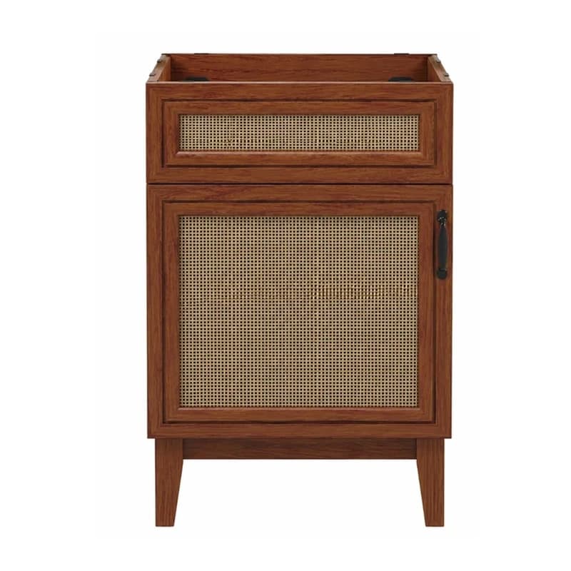 Solid Wood Cane Vanity Cabinet