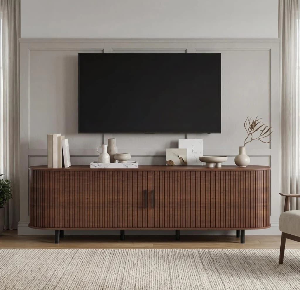 Fluted Walnut Entertainment Unit