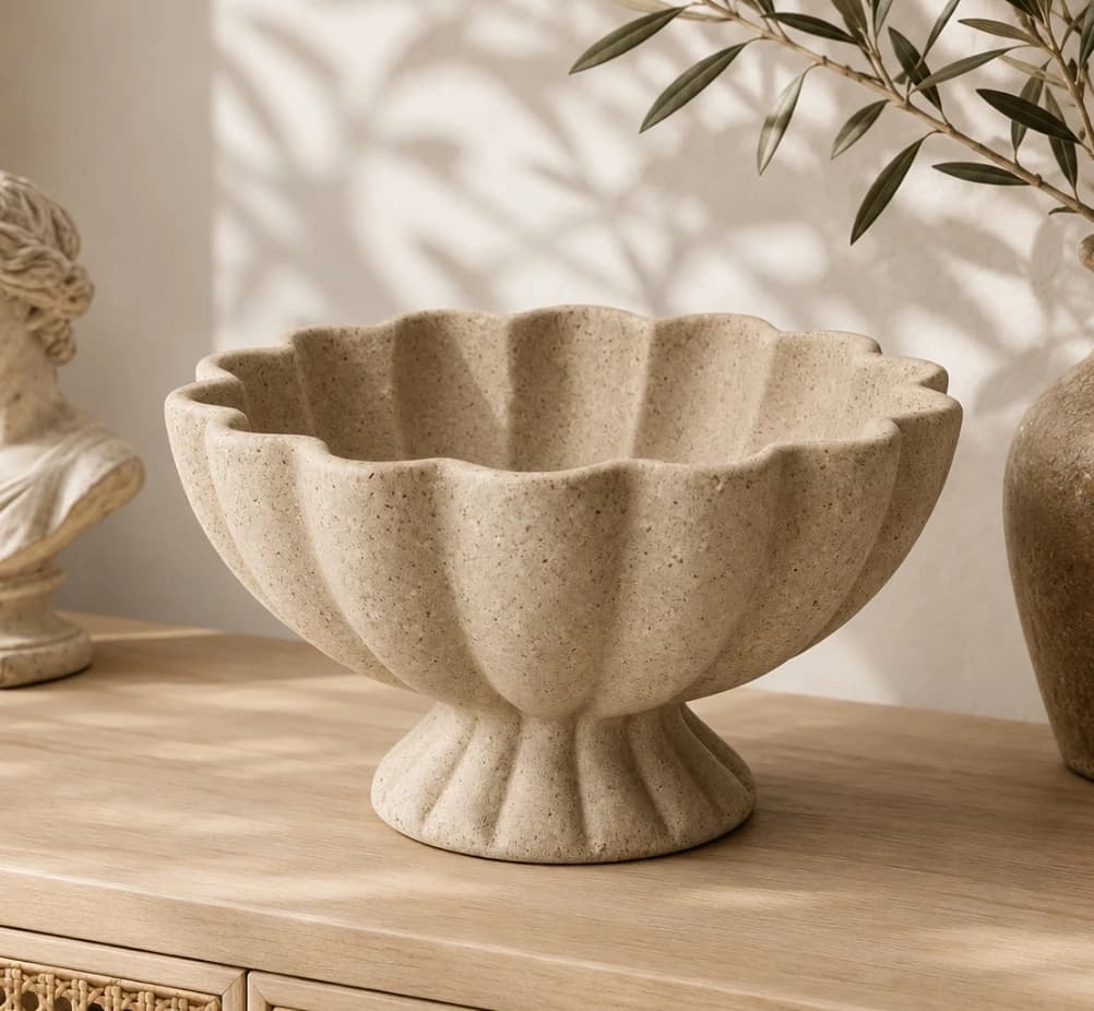Fluted Pedestal Decorative Bowl