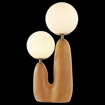 Double-Globe Wood Table Lamp