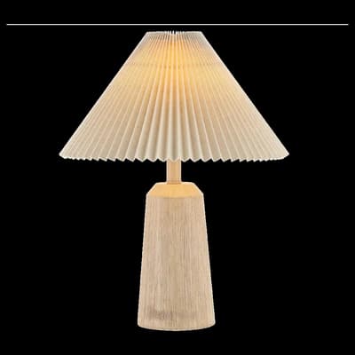 Pleated Shade Wood Table Lamp