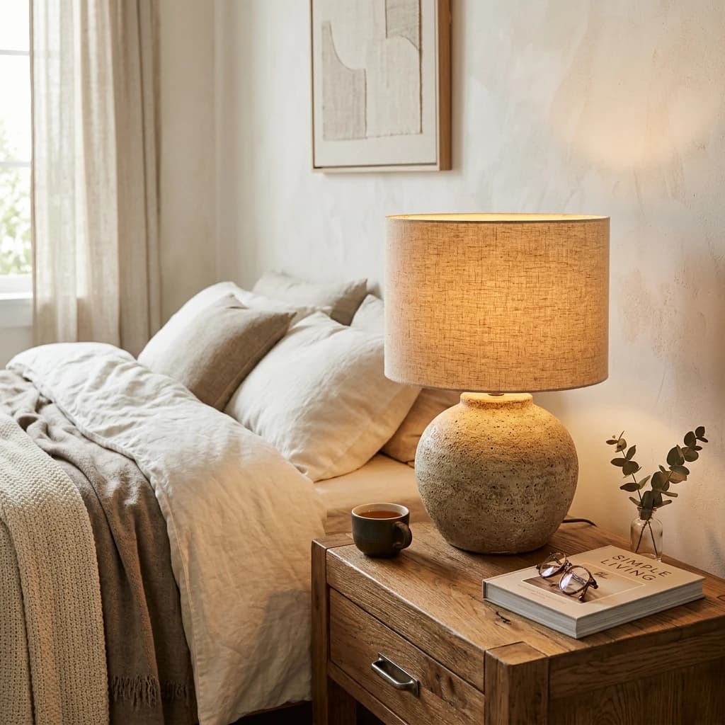 Travertine Table Lamp Styling Details