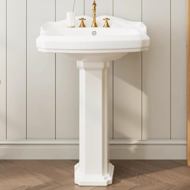 Classic White Porcelain Pedestal Basin