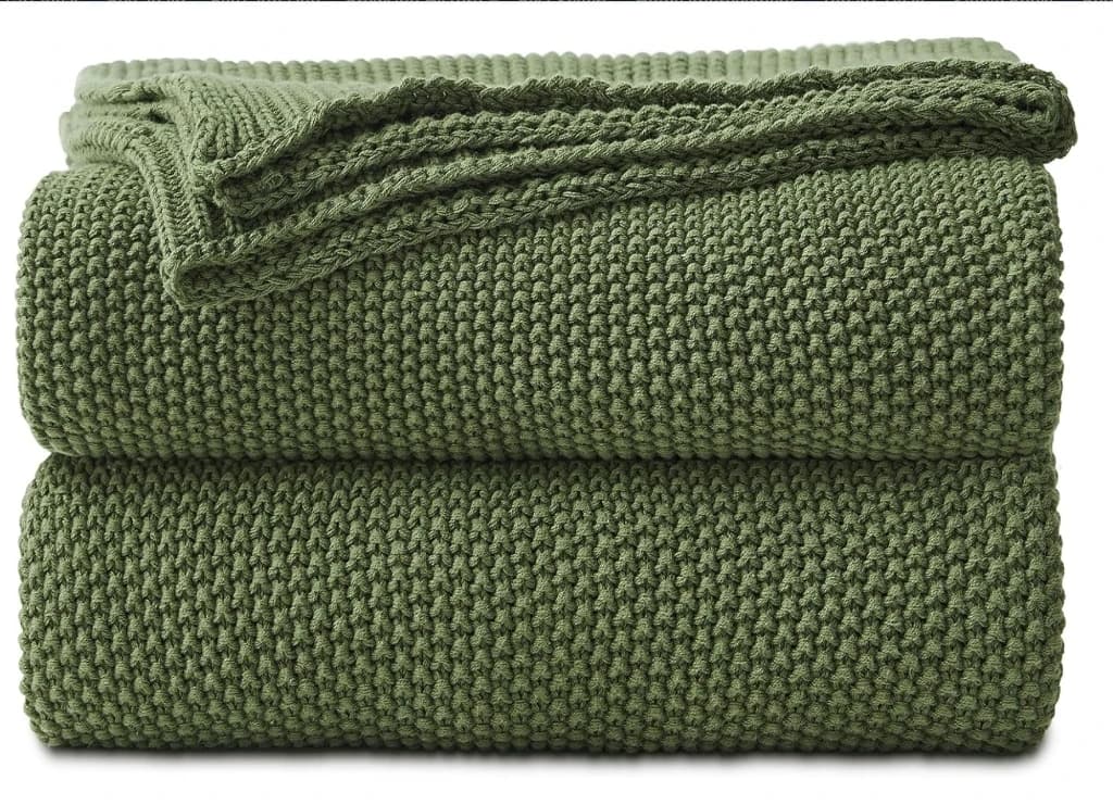 Olive Knit Throw