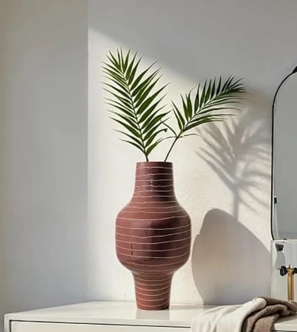 Tall Enameled Striped Vase
