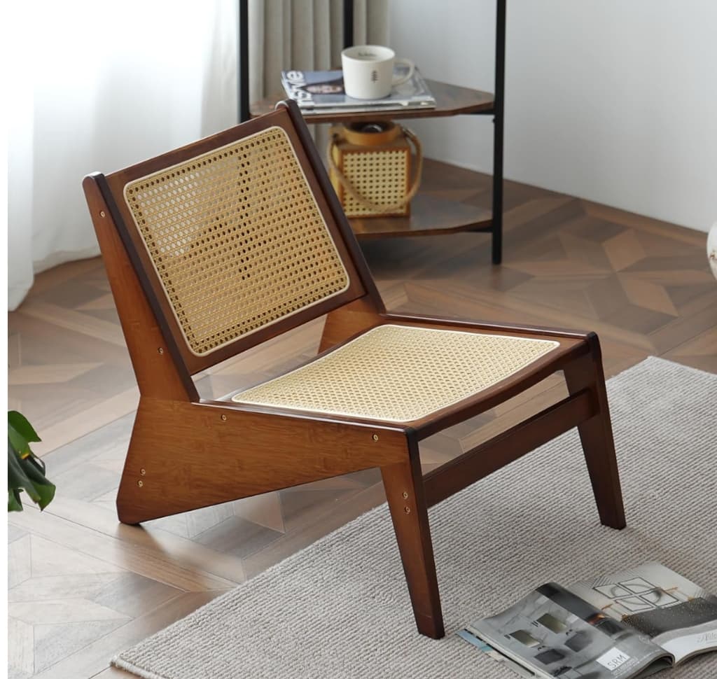 Walnut Rattan Accent Chair