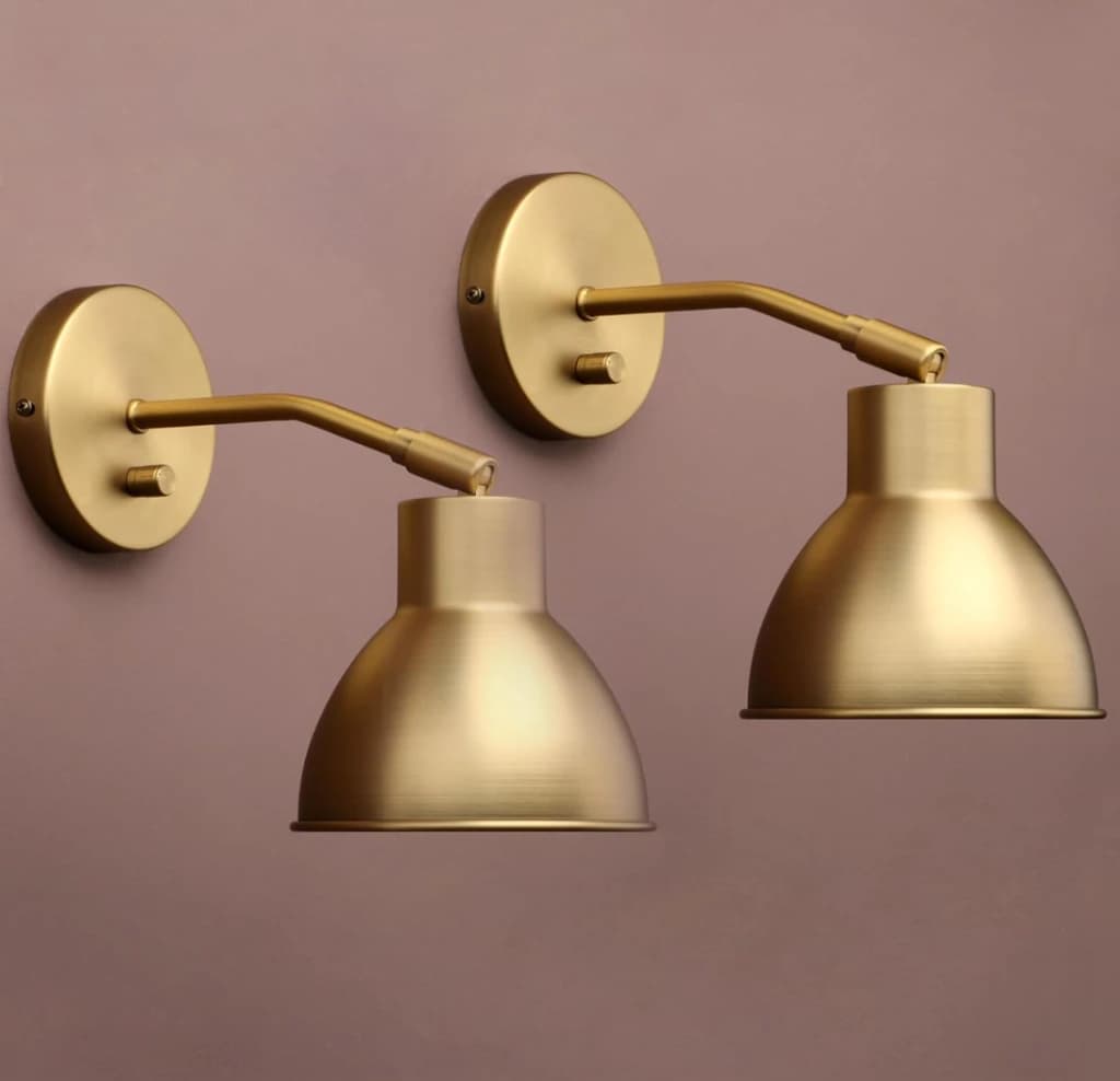 Vintage Brass Dome Sconce Pair
