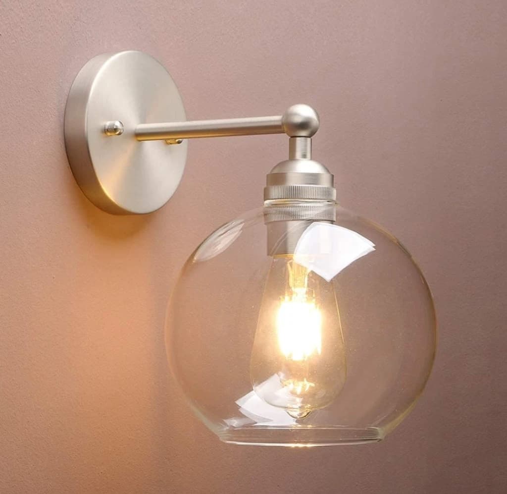 Clear Glass Globe Wall Sconce