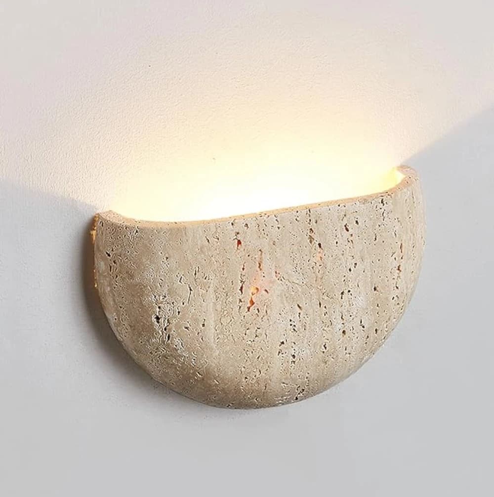 Travertine Half-Moon Sconce