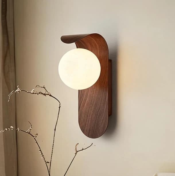 WALNUT GLASS GLOBE SCONCE