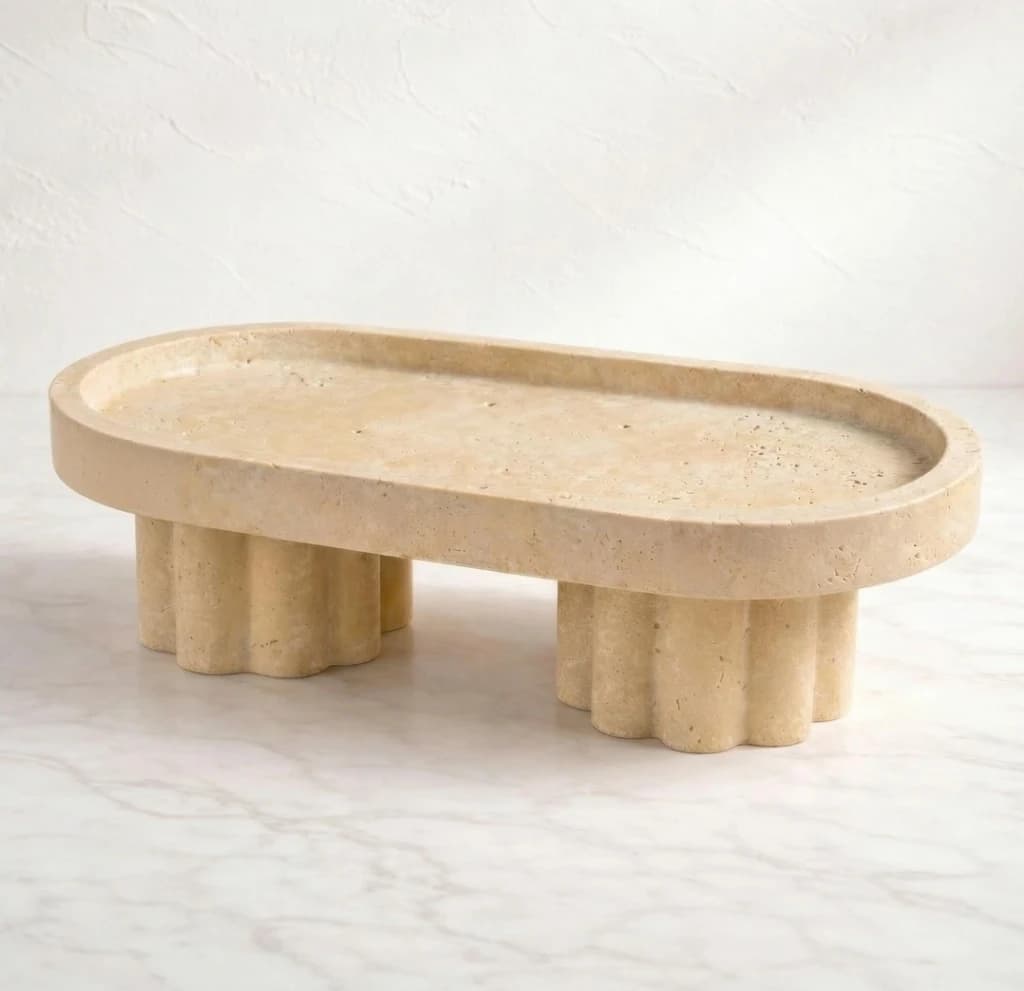 Travertine Pedestal Tray
