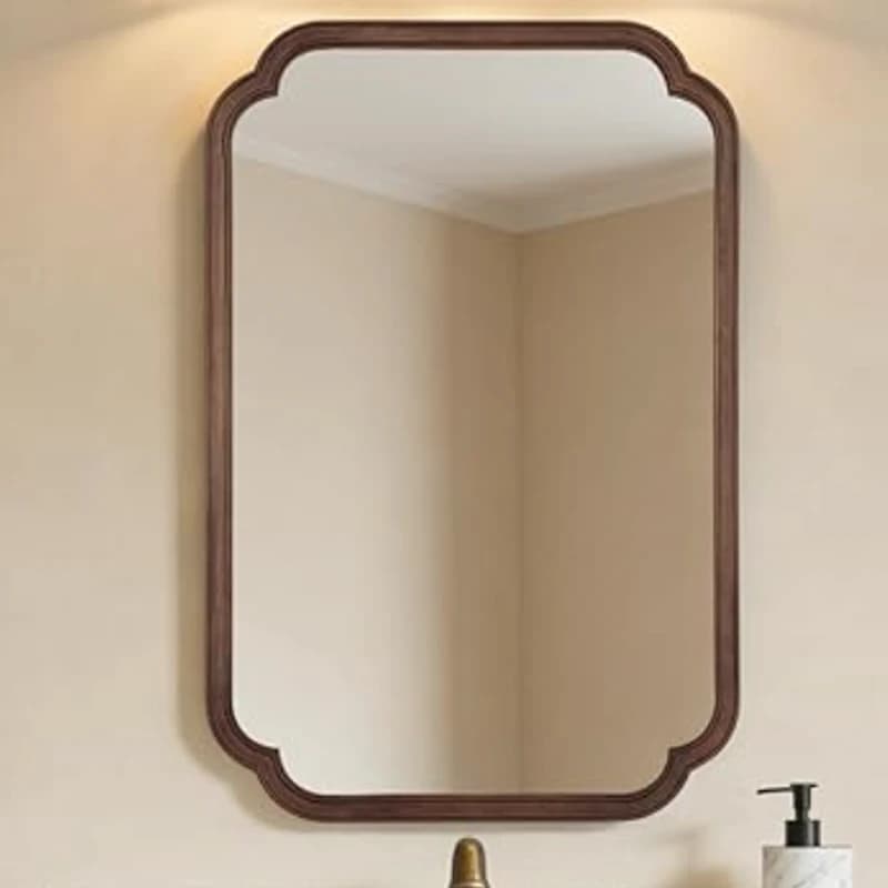 WallBeyond Scalloped Walnut Mirror