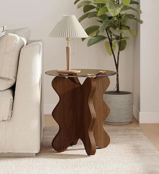 Sculptural Wavy Glass Side Table