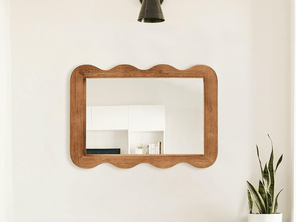 Wavy Scalloped Walnut Mirror