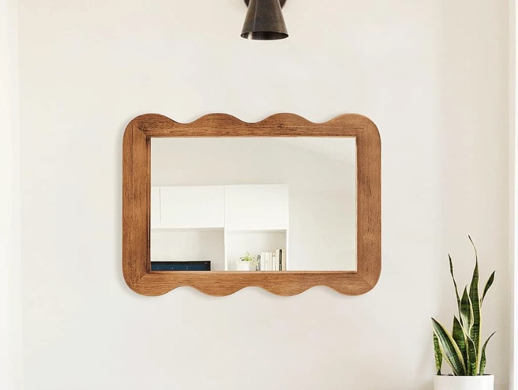 Wavy Scalloped Walnut Mirror