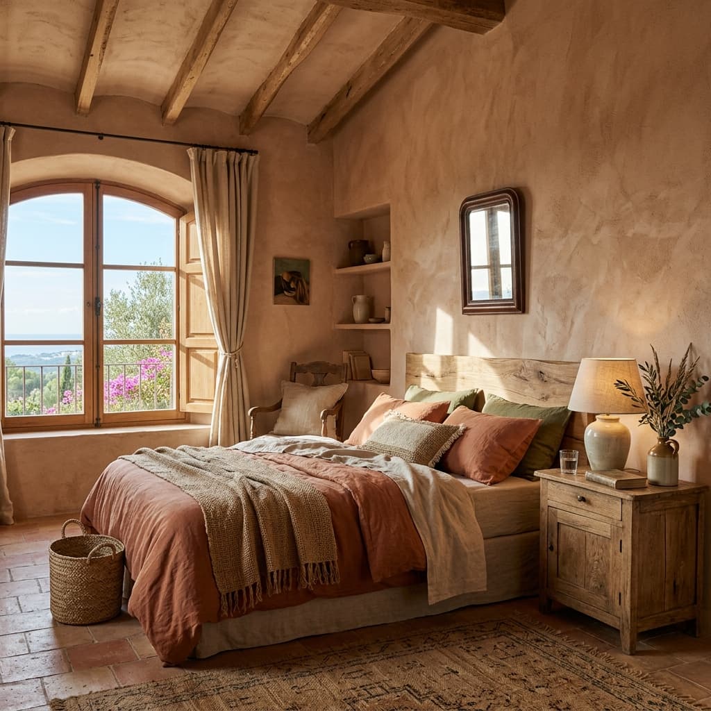 Earthy Mediterranean Bedroom