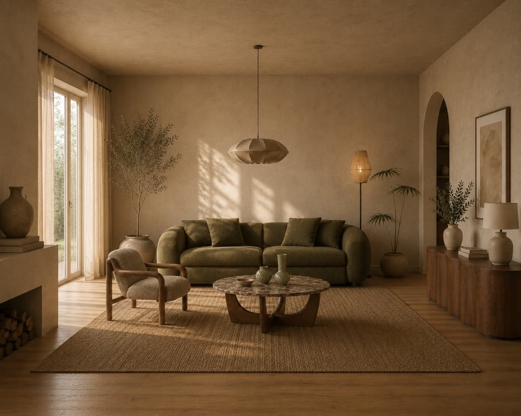 Olive Green & Walnut Living Room