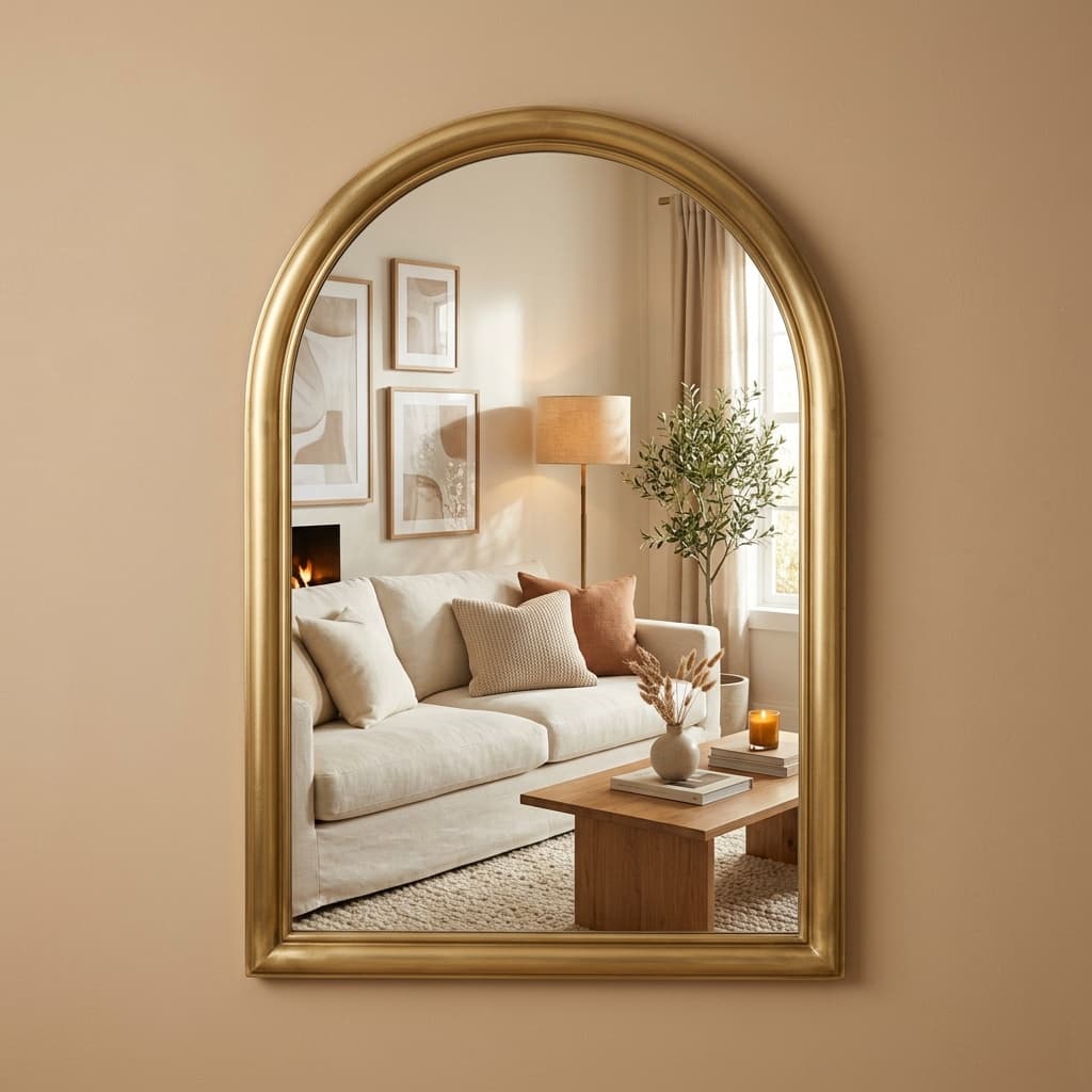 Arched Brass Mirror
