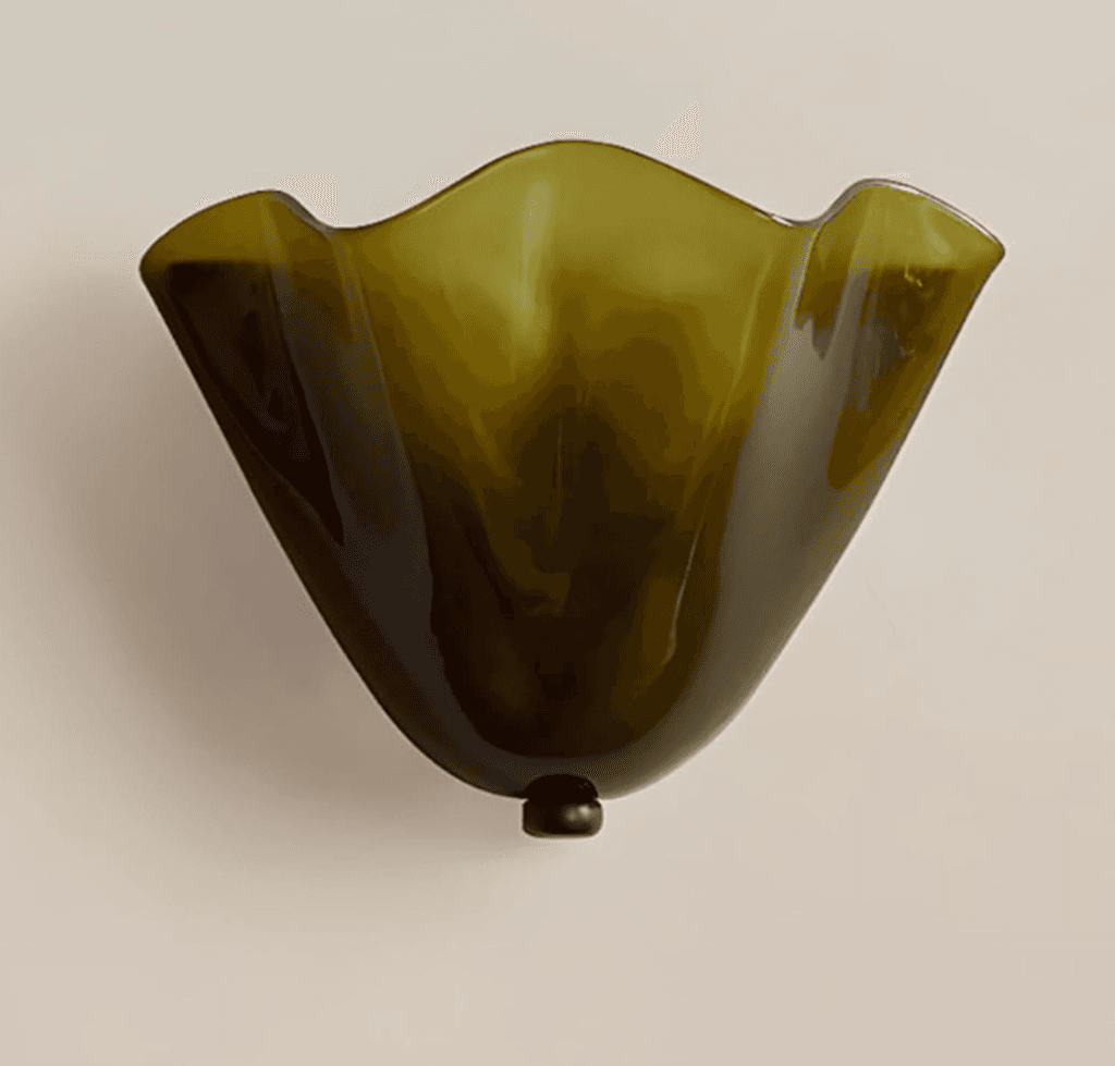 SCALLOPED GREEN GLASS SCONCE