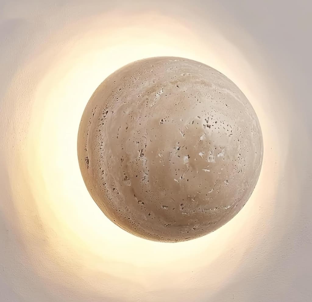 ROUND TRAVERTINE STONE SCONCE