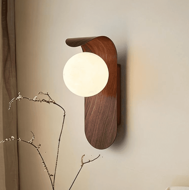 WALNUT GLASS GLOBE SCONCE